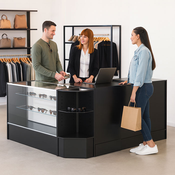 L Shaped Cash Wrap in a retail setting