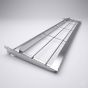 Side profile of commercial grade add-on shelf showing durable chrome finish and streamlined design.