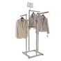 4-way clothing rack shown merchandised with coordinated outfits.