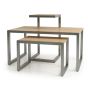 Alta Retail Nesting Tables - 3-piece set with chrome frame and maple tops