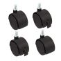 2" Casters Black Hood, 1" Stem