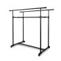 Professional-grade black pipeline double bar H-rack with adjustable rails and industrial pipe design.