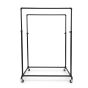 Black double rail pipeline style clothes rack with optional heavy-duty locking casters, full front view for versatile retail display