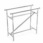 Heavy-duty chrome double rail garment rack with Z-brace for retail display use. Elevated angle view.