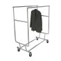 Chrome Double-Rail Collapsible Salesman Clothing Rack with Wheels