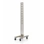 Freestanding ladder display rack upright in satin nickel with heavy-duty casters, modular retail ladder system component