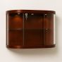 Cherry curved wall display case HC313 with lighted interior - Front view