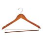 Contoured Suit Hanger With Locking Bar - Matte Teak