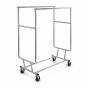 Double Rail Rolling Garment Rack for Retail and Commercial Storage.