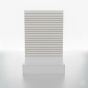 White L-shaped slatwall merchandising unit front view retail display