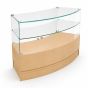 Maple curved retail showcase with tempered glass and LED lighting - Front View