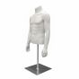 Three-quarter side profile of a male upper body mannequin for retail clothing display.