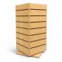 A 4-Sided Maple Laminate Slatwall Spinner for Counter Display Use.