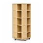Rotating T Shirt Display with casters in Maple Laminate finish.