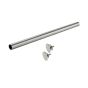 Durable polished chrome clothing rack rail with protective end caps