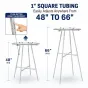 Info graphic showing height adjustment capacity.