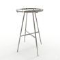 Satin chrome round clothing rack for boutique store display. 