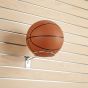 Chrome Slatwall Ball Holder SWB49 for retail sports displays, 5-inch ring diameter.