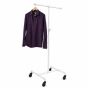 White pipeline clothing rack with adjustable height and men's dress shirt display