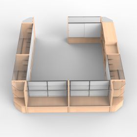 12 Unit Modular Retail Checkout Counter - Maple - Front View