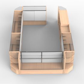 U-Shaped Cash Wrap Counter - 11 Piece Modular - Maple - Front View
