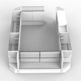 U-Shaped Cash Wrap Counter - 11 Piece Modular - White - Front View