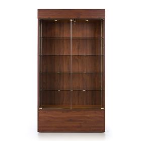 Wall Standing Display Case HE417 Walnut Laminate - Front View