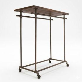 Double Bar Grey Pipeline Clothing Rack With Shelf Topper.
