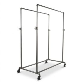 Double rail pipeline clothing rack in anthracite grey with adjustable height bars