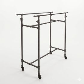 Industrial pipe double rail clothing rack in anthracite grey finish