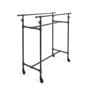 Industrial pipe double rail clothing rack in anthracite grey finish