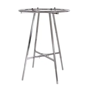 Adjustable height RR836 round clothing rack with chrome finish for retail apparel display.