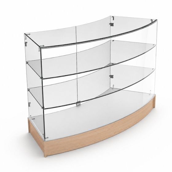 Curved Retail Display Case - Full Vision - Maple - Front View