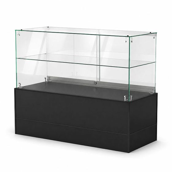 48-inch Frameless Half-Vision Glass Display Counter for retail stores and boutiques.
