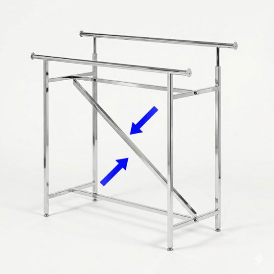 Reinforcement brace for garment racks to increase weight capacity.