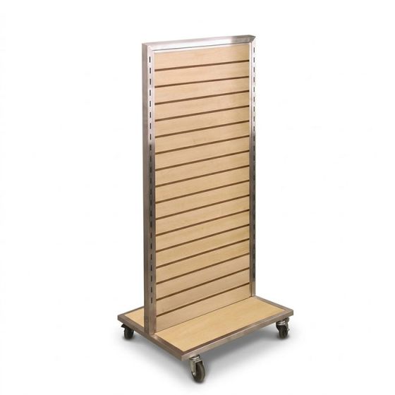 Slatwall 2-Way Display with Metal Frame - maple laminate finish