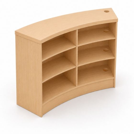 Curved Retail Counter - Angled View - Maple