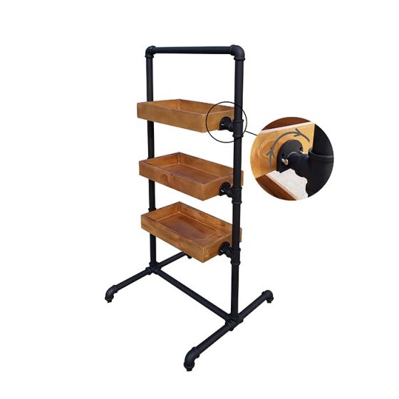 Black Metal Pipe Display Rack With Trays Subastral