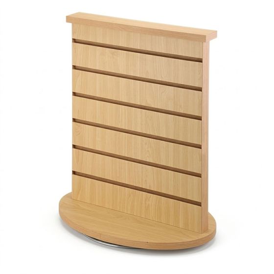 Oval Rotating Slatwall Countertop Display Maple Laminate