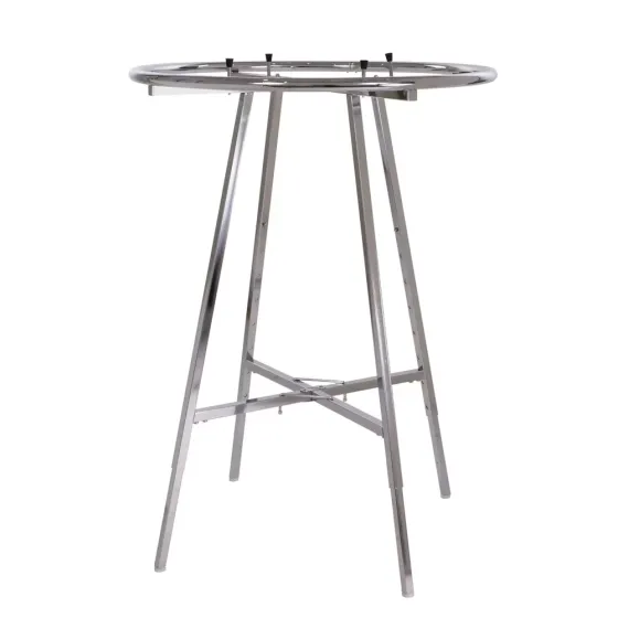 Adjustable height RR836 round clothing rack with chrome finish for retail apparel display.