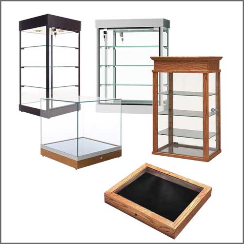 Glass Wood Black Showcase Display Case Store Fixture Knocked Down #PCM-CBK